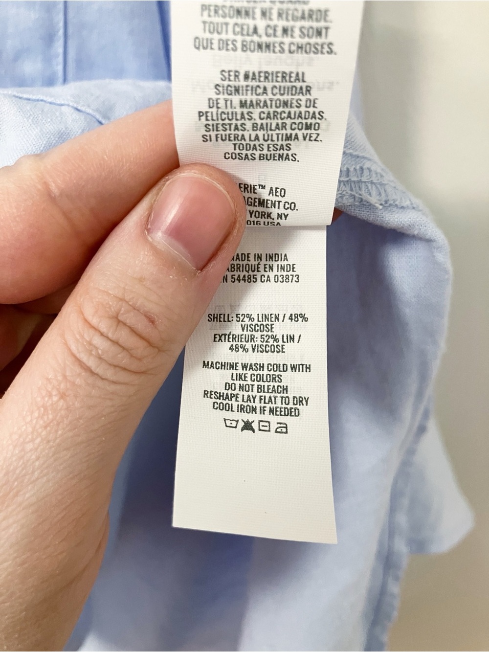 Aerie | Blue Gauzy Linen Oversized Button Up Shirt L Comfy Cozy Minimalist - Picture 6 of 6